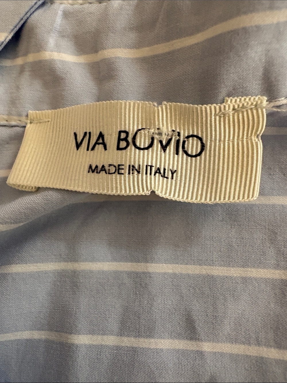 Relaxed Light Blue Striped Button-Front Blouse. Cotton.  ITALY - Picture 3 of 6